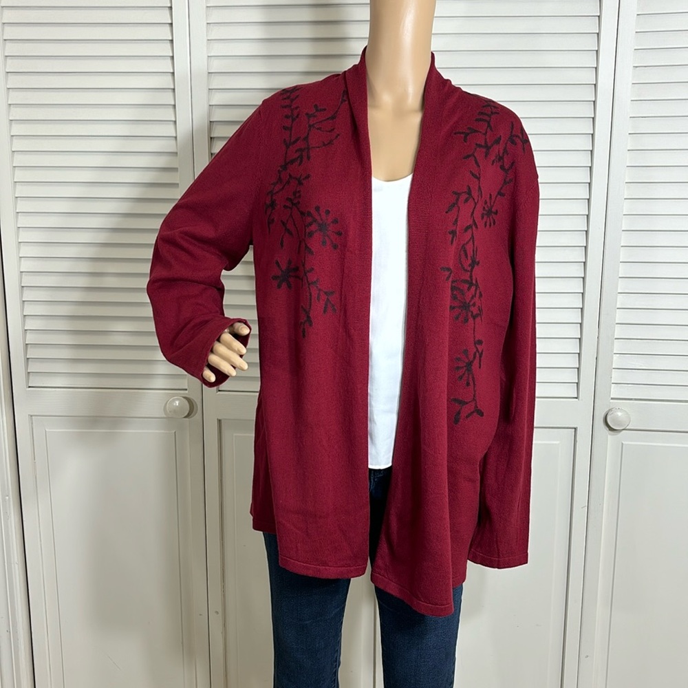 NWT J.Jill MSRP $118 Dark Crimson Red Cardigan Sweater XL